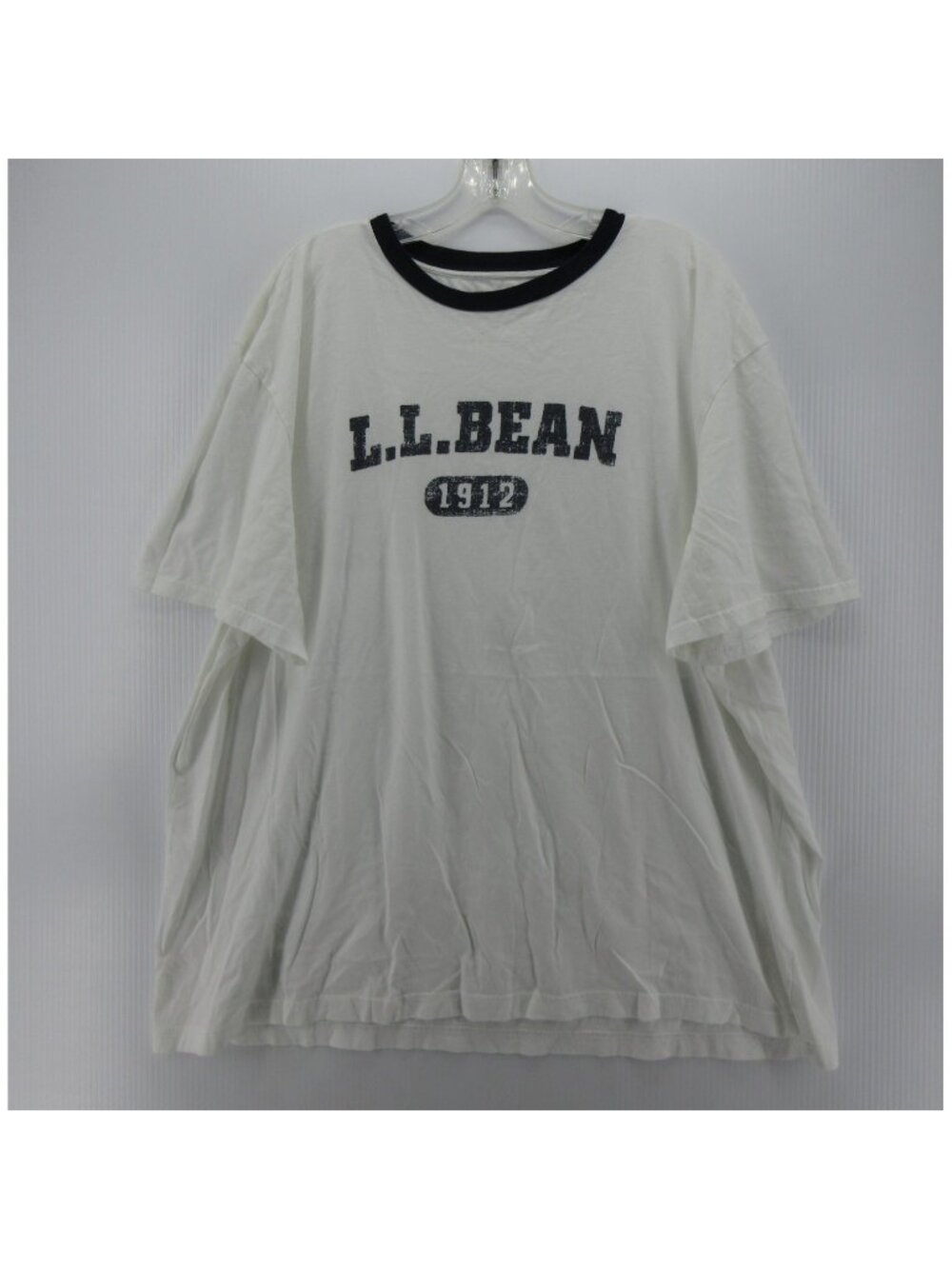 LL Bean Shirt XXL Tall Spell Out Ringer Distressed Graphic Tee T *
